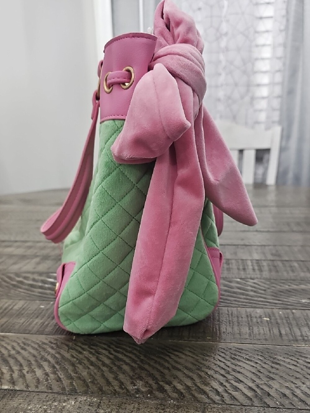 Juicy Couture Pink and Green Quilted Tote with Charm - Picture 7 of 7